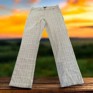 Travis Mathew Golf Pants Men 38x34 Gray Plaid Performance Straight Leg Zip Fly